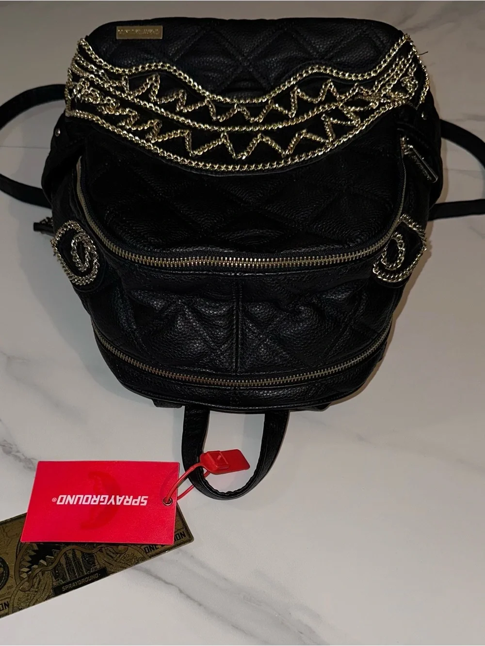 Sprayground Women’s Black Mamba Savage Shark Mini Backpack Black Gold